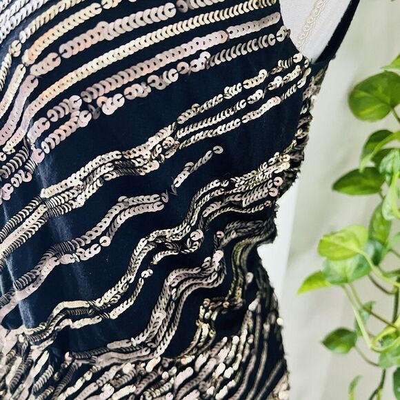 Express Silver & Black Sequin Shimmery Dress Size Small Party Festival Concert - Picture 5 of 8